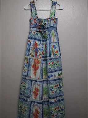 Girls' Blue Floral Patchwork Dress